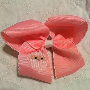 4.5” Embroidered Pink Santa Hair Bow